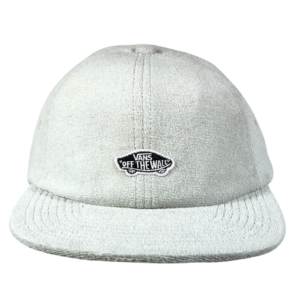 Vans Off The Wall Jockey Logo Patch Gray Terrycloth Hat Cap Strapback New